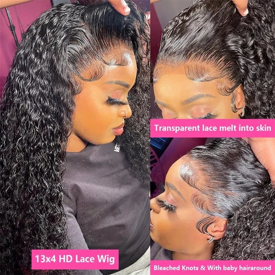 30 38 Inch Deep Wave 13x6 Hd Lace Frontal Wig Curly Human Hair Wigs 200 Density 13x4 Lace Front Human Hair Wig 100% For Women
