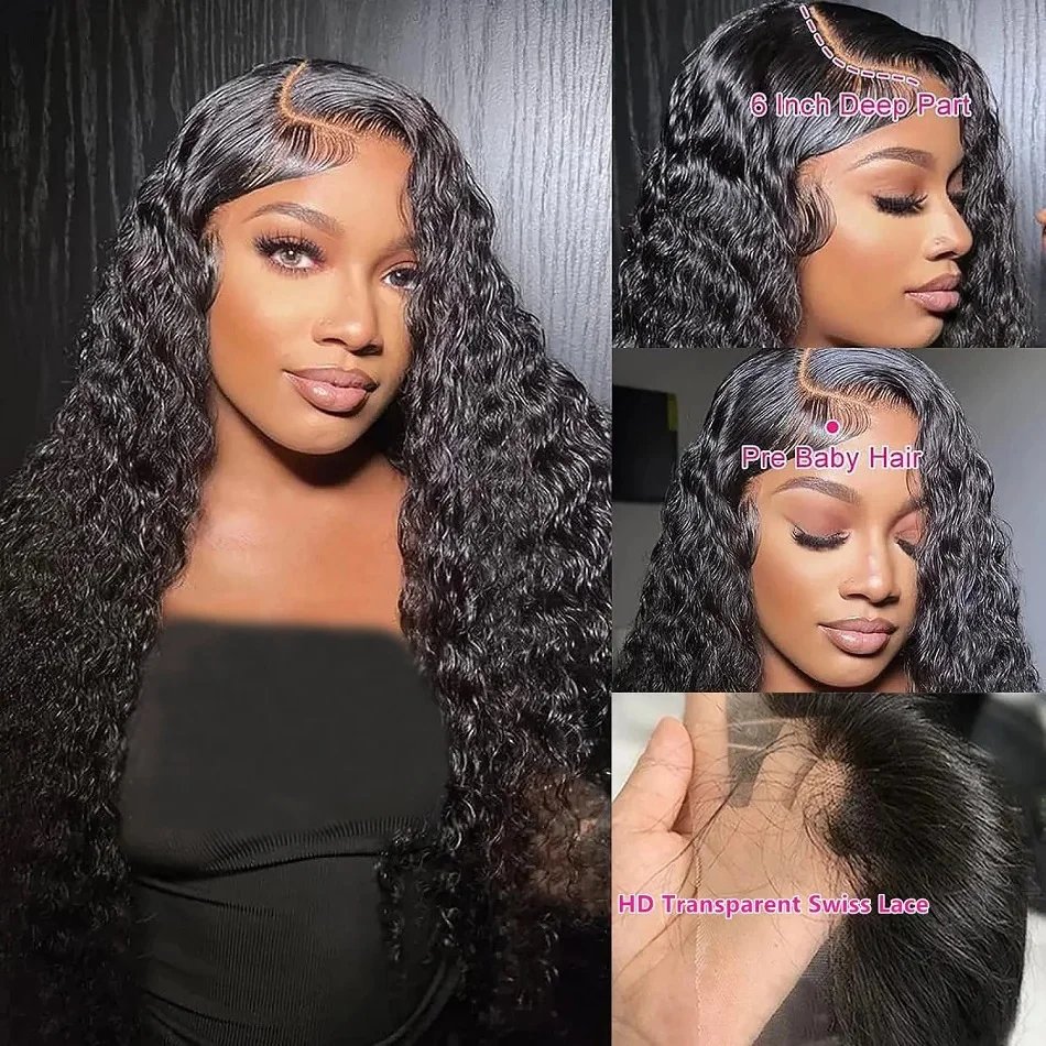 30 38 Inch Deep Wave 13x6 Hd Lace Frontal Wig Curly Human Hair Wigs 200 Density 13x4 Lace Front Human Hair Wig 100% For Women