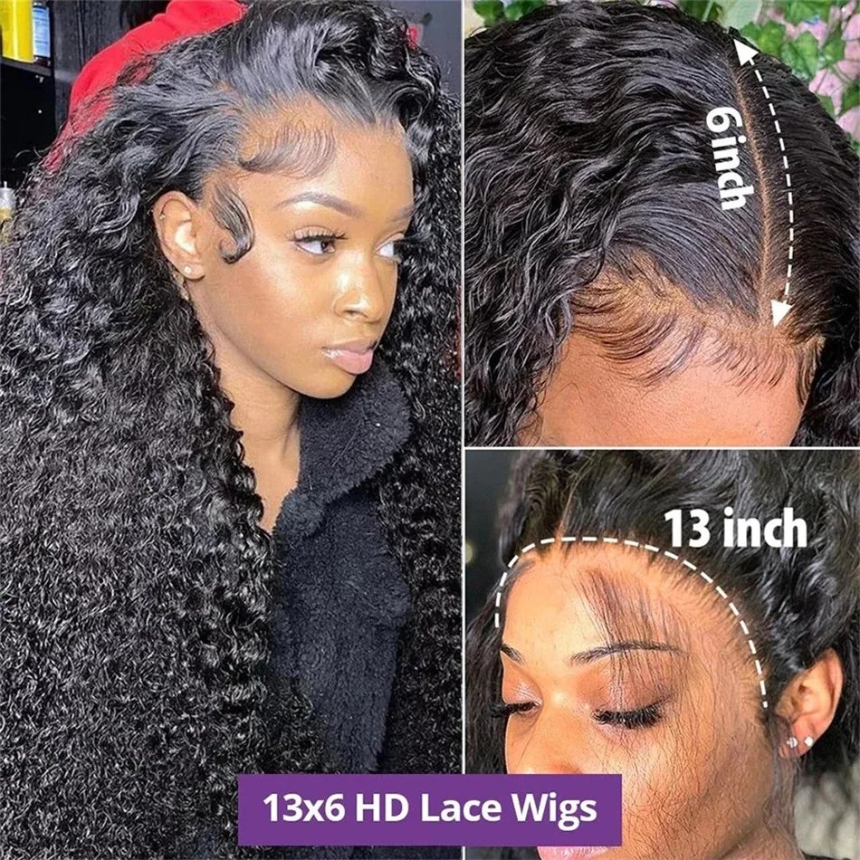 30 38 Inch Deep Wave 13x6 Hd Lace Frontal Wig Curly Human Hair Wigs 200 Density 13x4 Lace Front Human Hair Wig 100% For Women