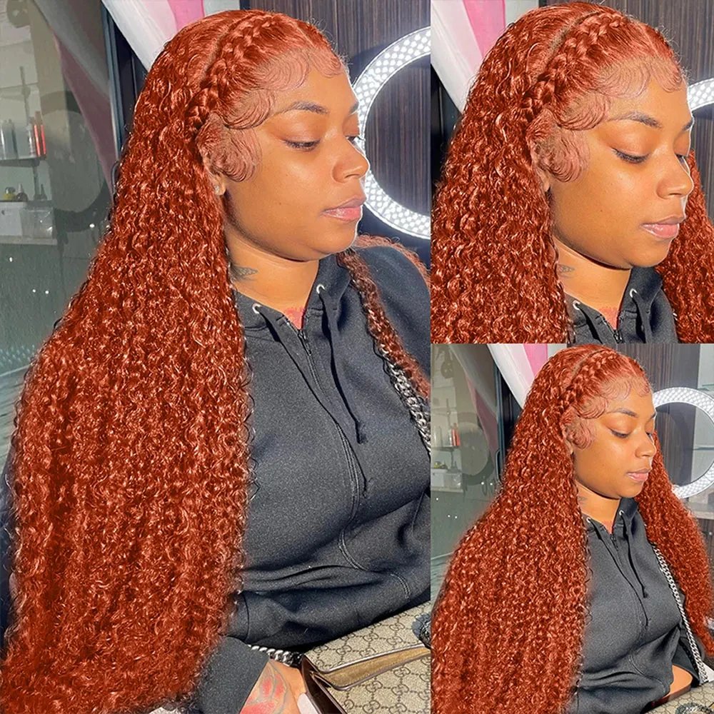 13x6 Hd Colored Ginger Orange Curly Lace Frontal Wig 13x4 Deep Water Wave Lace Front Human Hair Wigs 30inch Brazilian Preplucked