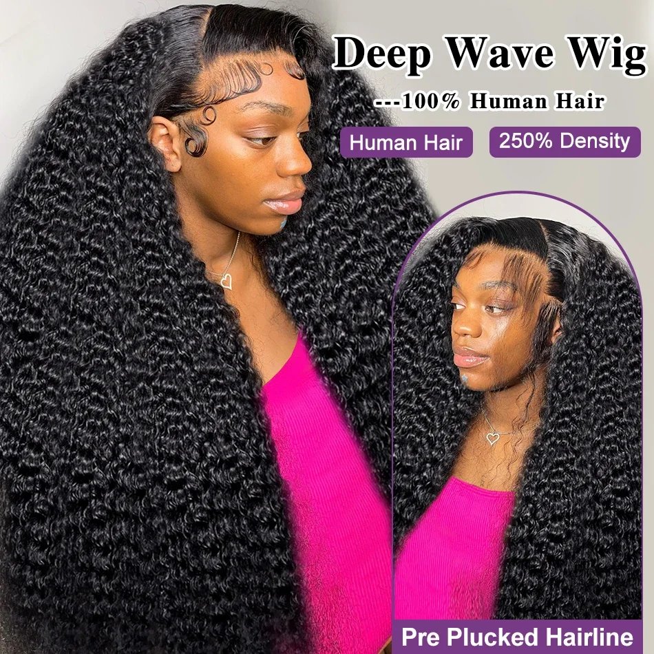 Wigirl 250% Deep Wave Frontal Wig 13x6 HD Lace Front Wig human hair Brazilian Loose Curly Water Wave 5x5 Closure Wigs For Women