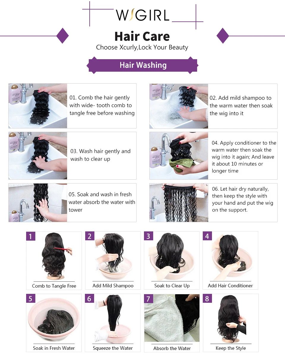 Wigirl 250% Deep Wave Frontal Wig 13x6 HD Lace Front Wig human hair Brazilian Loose Curly Water Wave 5x5 Closure Wigs For Women