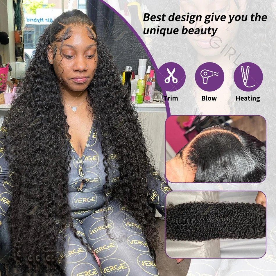 Wigirl 250% Deep Wave Frontal Wig 13x6 HD Lace Front Wig human hair Brazilian Loose Curly Water Wave 5x5 Closure Wigs For Women