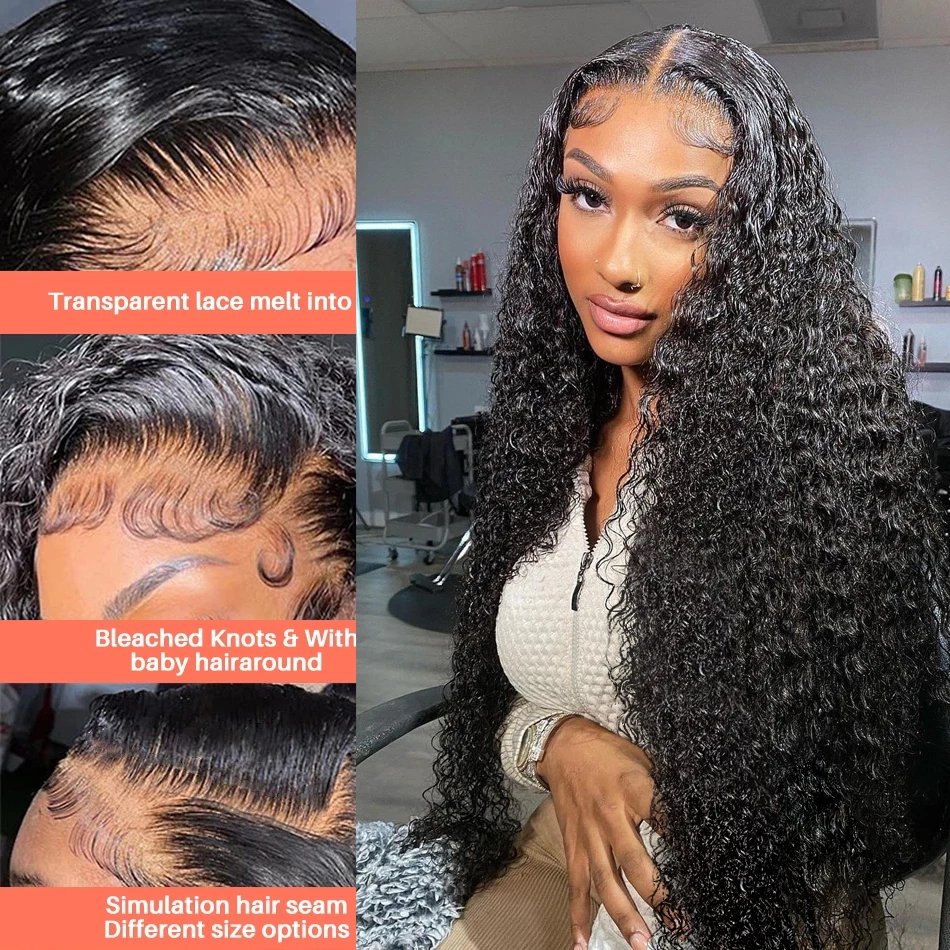 Jerry Curly Lace Front Wig 100% Kinky Curly Human Hair Wigs 13x4 13x6 Brazilian HD Transparent Lace Frontal Wig Female Woman Wig