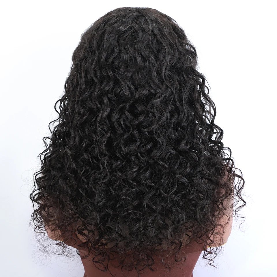 Cheap U Part Human Hair Wigs Jerry Curly Brazilian Hair Wigs Natural Black Deep Wave Glueless V Part Wigs 180% Density Wholesale