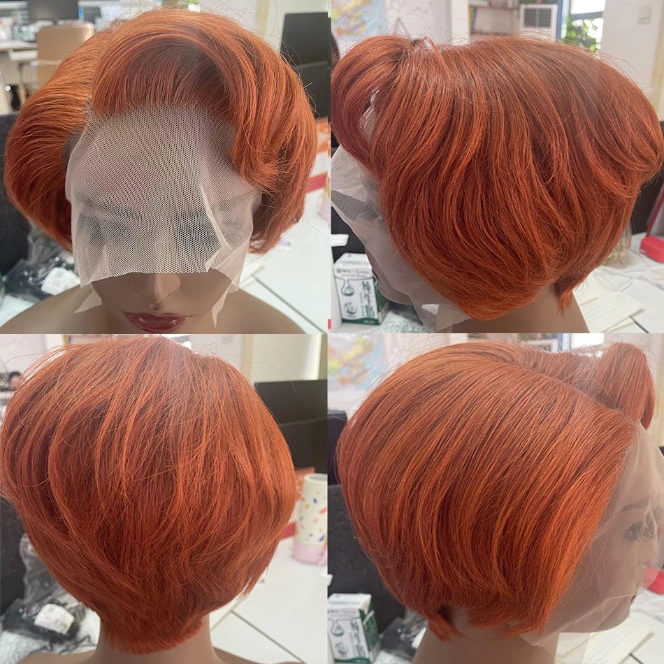 Pixie Cut Wig Transparent Lace Human Hair Wigs For Women Straight Short Bob Wig T Part Lace Wig Prepluck Brazilia Human Hair