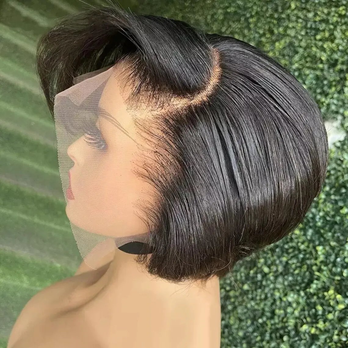 Straight Pixie Cut Wig Transparent Lace Human Hair Wigs Short Bob Wig T Part Lace Wig Prepluck Brazilia Human Hair For Women