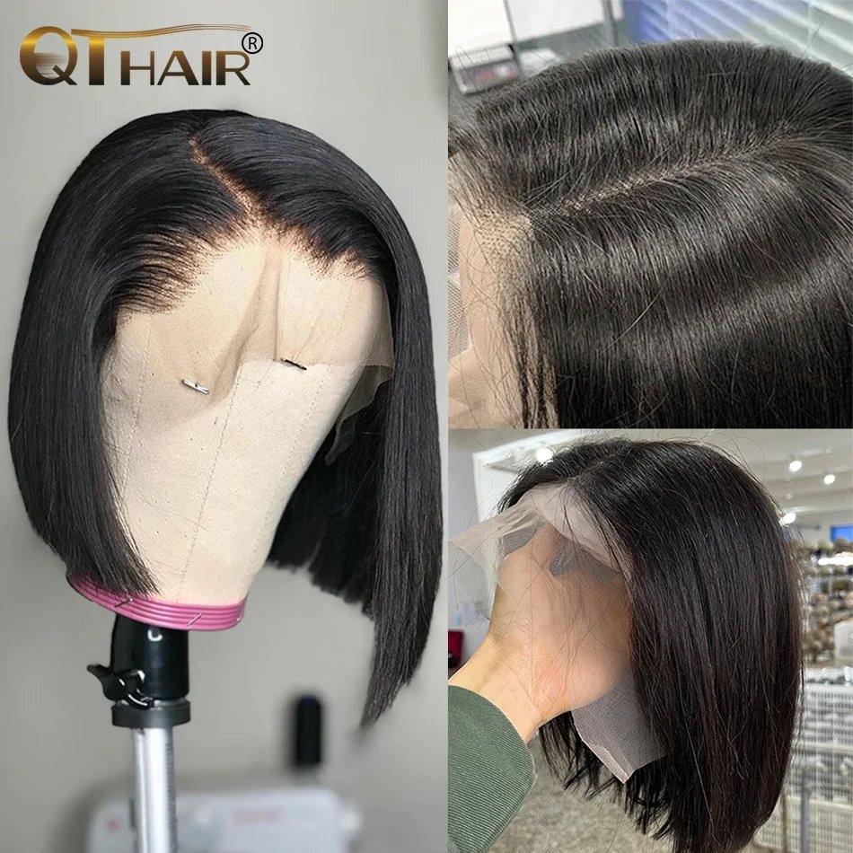 Brazilian 13*4 Lace Front Wig Short Human Hair Wigs Remy Hair 4*4 Lace Short Bob Straight Wig Wigs for Women Swiss Lace QT Hair