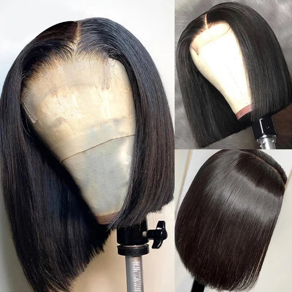 Brazilian 13*4 Lace Front Wig Short Human Hair Wigs Remy Hair 4*4 Lace Short Bob Straight Wig Wigs for Women Swiss Lace QT Hair