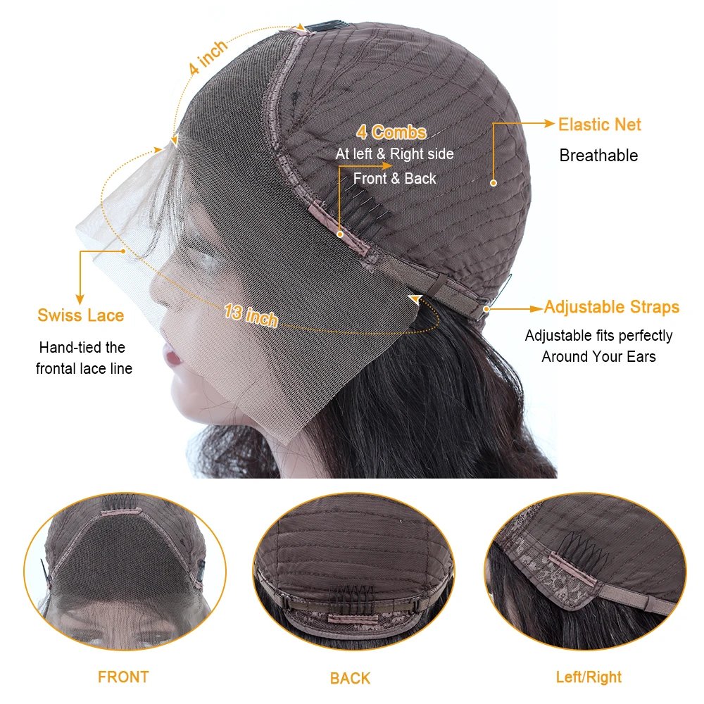 Brazilian 13*4 Lace Front Wig Short Human Hair Wigs Remy Hair 4*4 Lace Short Bob Straight Wig Wigs for Women Swiss Lace QT Hair