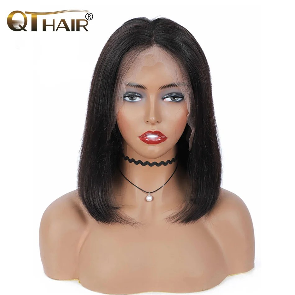 Brazilian 13*4 Lace Front Wig Short Human Hair Wigs Remy Hair 4*4 Lace Short Bob Straight Wig Wigs for Women Swiss Lace QT Hair