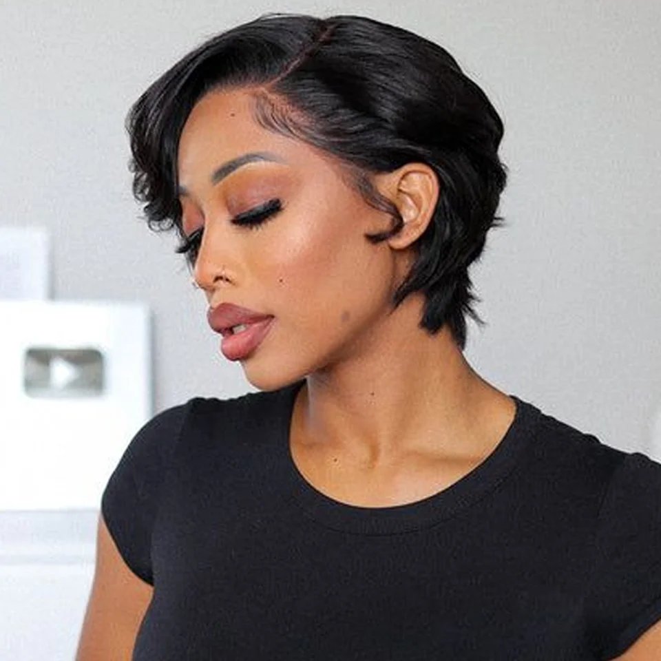 Short Bob Pixie Cut Wig Lace Frontal Straight Transparent Lace Front Human Hair Wigs For Women Preplucked Brazilian Hair Wear go