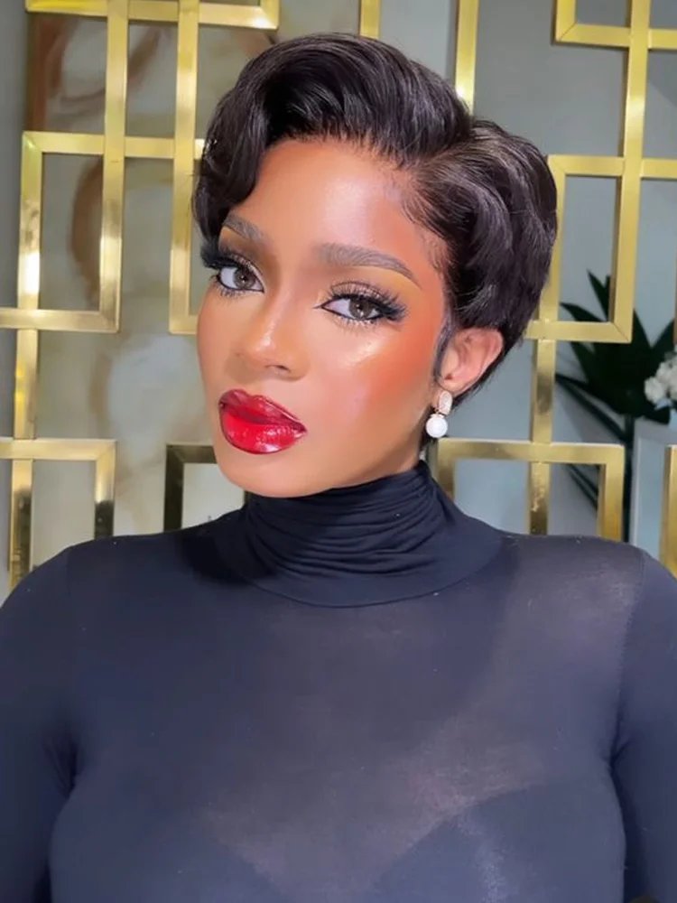 Short Bob Pixie Cut Wig Lace Frontal Straight Transparent Lace Front Human Hair Wigs For Women Preplucked Brazilian Hair Wear go