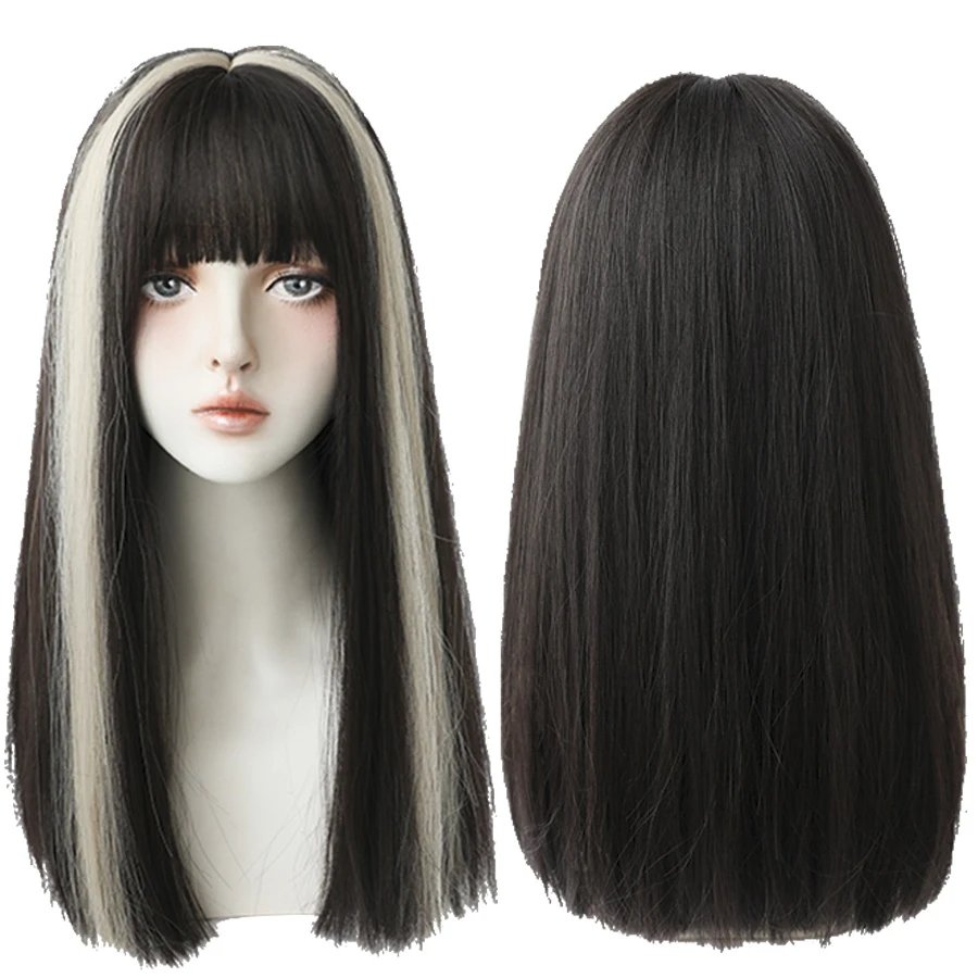 7JHHWIGS Long Straight Synthetic Light Brown Wigs With Bang For Women Heat-Resistant Daily Use Hair Hot Sell Wholesale Wigs 7JHHWIGS Long Straight Synthetic Light Brown Wigs With Bang For Women Heat-Resistant Daily Use Hair Hot Sell Wholesale Wigs