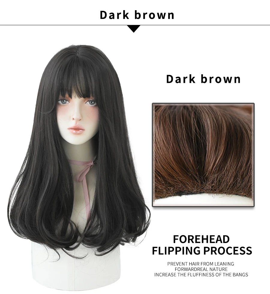 7JHHWIGS Long Straight Synthetic Light Brown Wigs With Bang For Women Heat-Resistant Daily Use Hair Hot Sell Wholesale Wigs 7JHHWIGS Long Straight Synthetic Light Brown Wigs With Bang For Women Heat-Resistant Daily Use Hair Hot Sell Wholesale Wigs