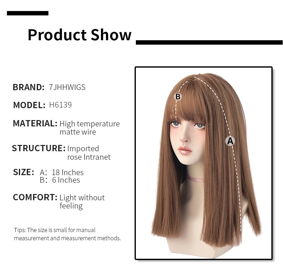 7JHHWIGS Long Straight Synthetic Light Brown Wigs With Bang For Women Heat-Resistant Daily Use Hair Hot Sell Wholesale Wigs 7JHHWIGS Long Straight Synthetic Light Brown Wigs With Bang For Women Heat-Resistant Daily Use Hair Hot Sell Wholesale Wigs
