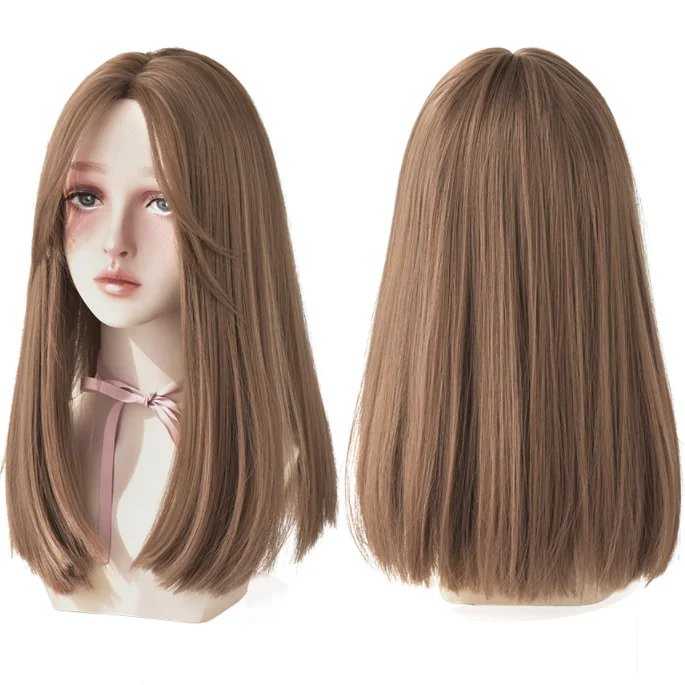 7JHHWIGS Long Straight Synthetic Light Brown Wigs With Bang For Women Heat-Resistant Daily Use Hair Hot Sell Wholesale Wigs 7JHHWIGS Long Straight Synthetic Light Brown Wigs With Bang For Women Heat-Resistant Daily Use Hair Hot Sell Wholesale Wigs