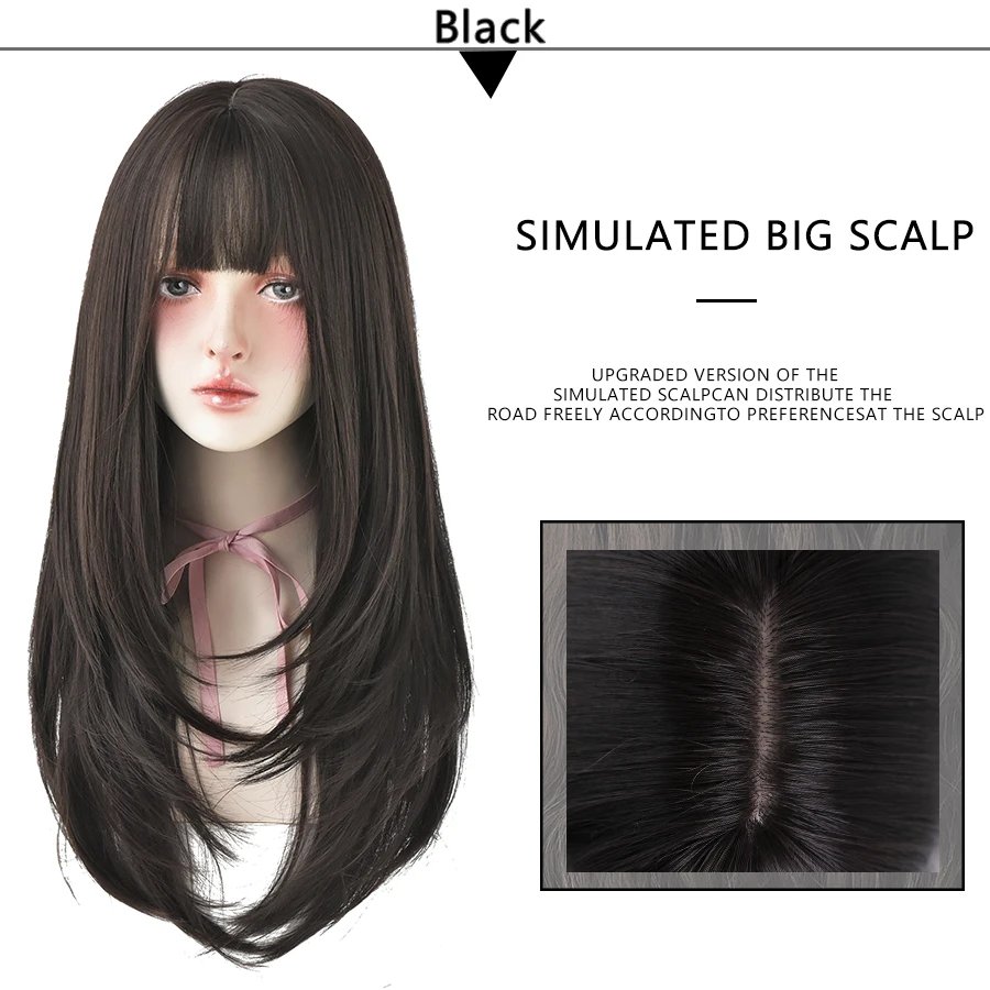 7JHHWIGS Long Straight Synthetic Light Brown Wigs With Bang For Women Heat-Resistant Daily Use Hair Hot Sell Wholesale Wigs 7JHHWIGS Long Straight Synthetic Light Brown Wigs With Bang For Women Heat-Resistant Daily Use Hair Hot Sell Wholesale Wigs
