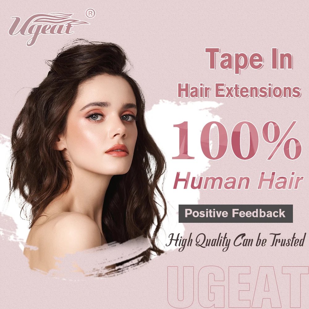 Ugeat Tape in Hair Extensions Human Hair Real Natural Brazilian Remy Hair Straight Seamless Skin Weft For Women Balayage 20P/40P