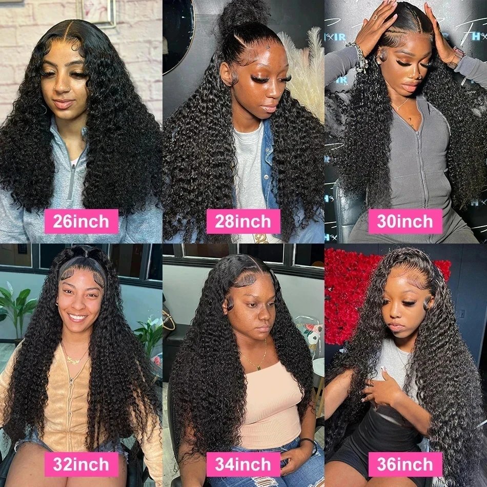 250 Density Brazilian 30 40 Inch Deep Wave 13x4 13x6 HD Lace Front Human Hair Wig 5x5 Glueless Closure Preplucked Curly Wigs