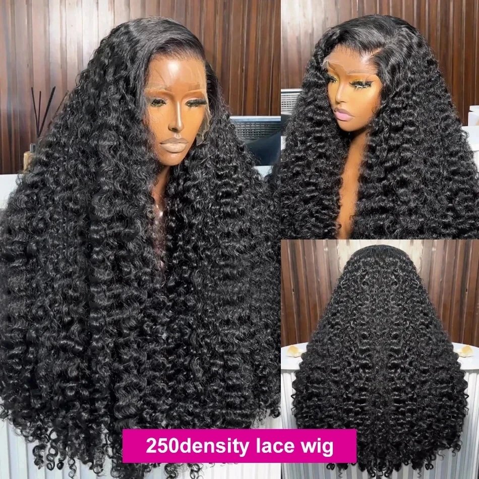 250 Density Brazilian 30 40 Inch Deep Wave 13x4 13x6 HD Lace Front Human Hair Wig 5x5 Glueless Closure Preplucked Curly Wigs