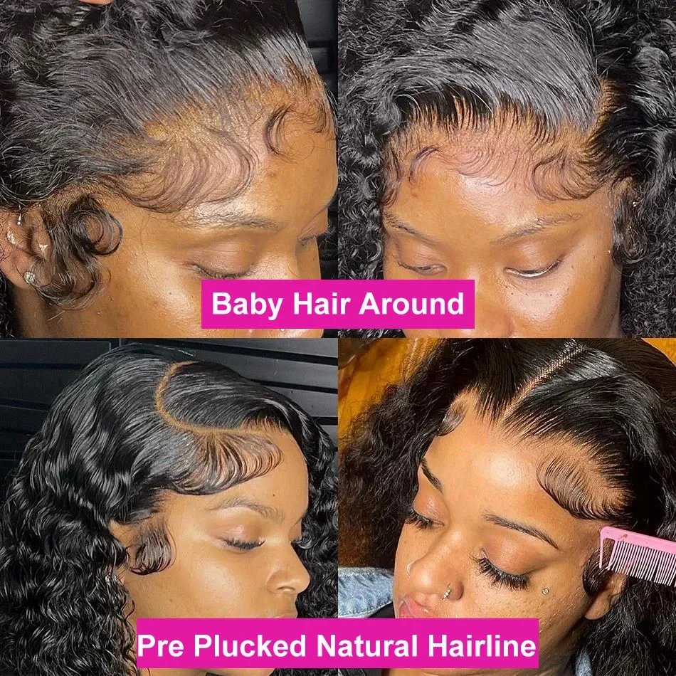 250 Density Brazilian 30 40 Inch Deep Wave 13x4 13x6 HD Lace Front Human Hair Wig 5x5 Glueless Closure Preplucked Curly Wigs