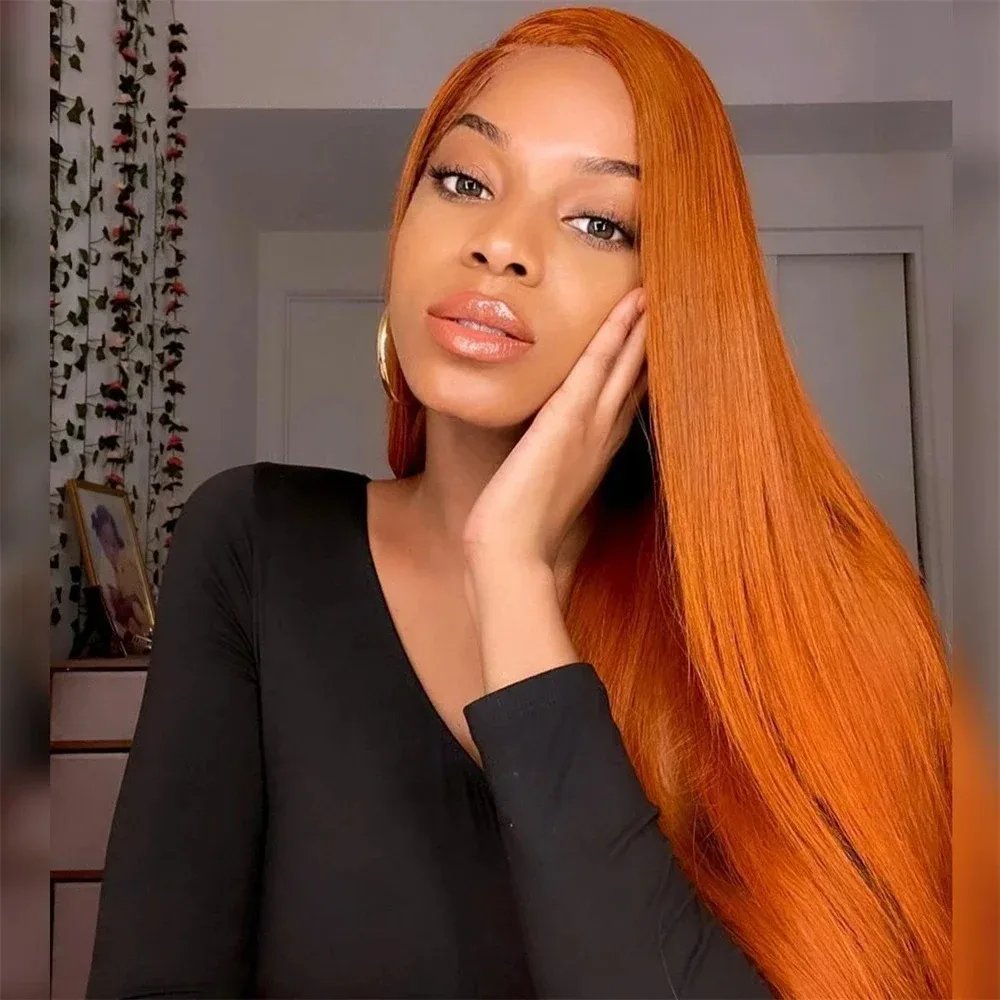 250% 30 38 Inch Ginger Orange Bone Straight 13x6 Lace Front Human Hair Wig 13x4 HD Transparent Lace Frontal Wigs 250% 30 38 Inch Ginger Orange Bone Straight 13x6 Lace Front Human Hair Wig 13x4 HD Transparent Lace Frontal Wigs