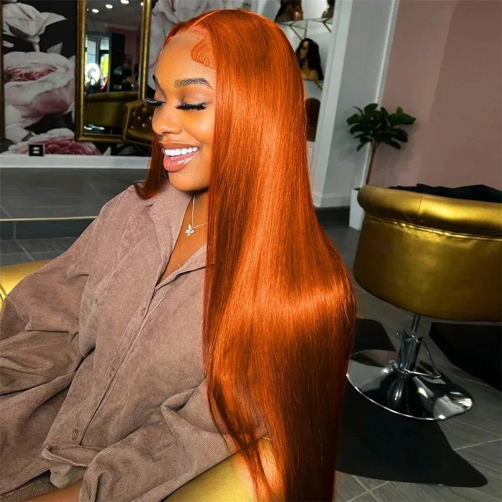 250% 30 38 Inch Ginger Orange Bone Straight 13x6 Lace Front Human Hair Wig 13x4 HD Transparent Lace Frontal Wigs 250% 30 38 Inch Ginger Orange Bone Straight 13x6 Lace Front Human Hair Wig 13x4 HD Transparent Lace Frontal Wigs
