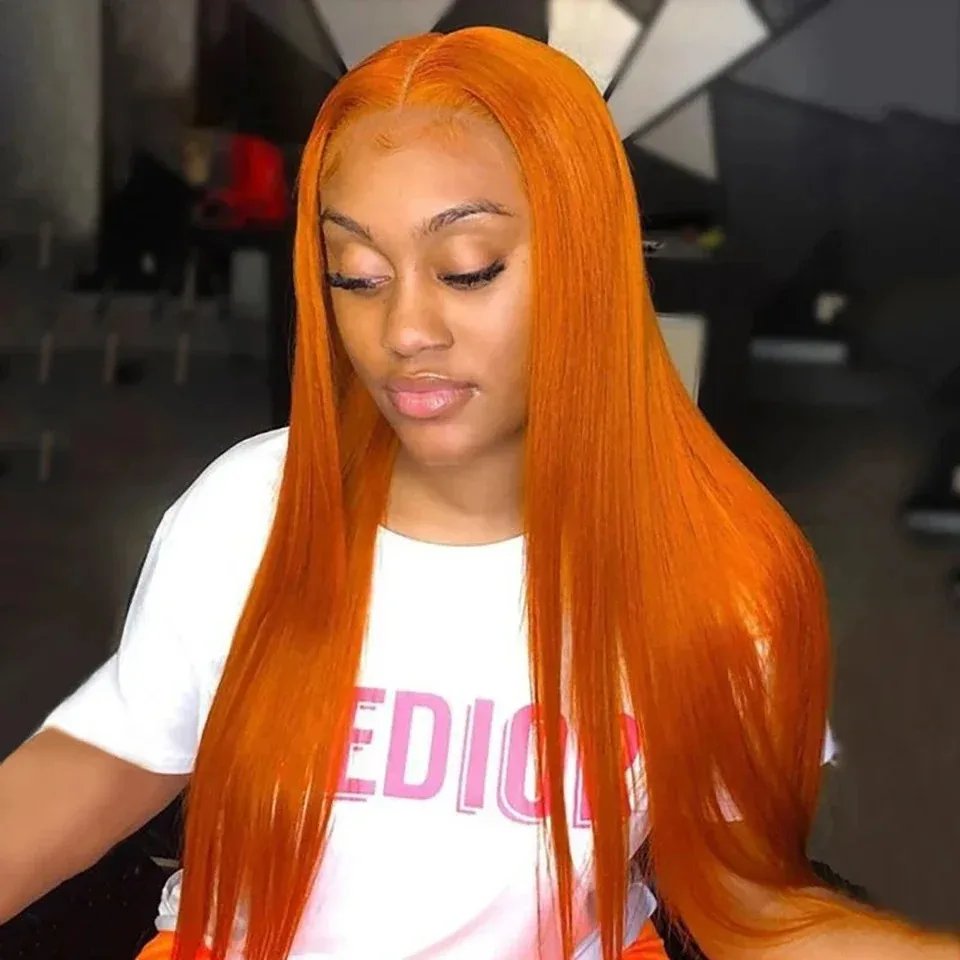 250% 30 38 Inch Ginger Orange Bone Straight 13x6 Lace Front Human Hair Wig 13x4 HD Transparent Lace Frontal Wigs 250% 30 38 Inch Ginger Orange Bone Straight 13x6 Lace Front Human Hair Wig 13x4 HD Transparent Lace Frontal Wigs