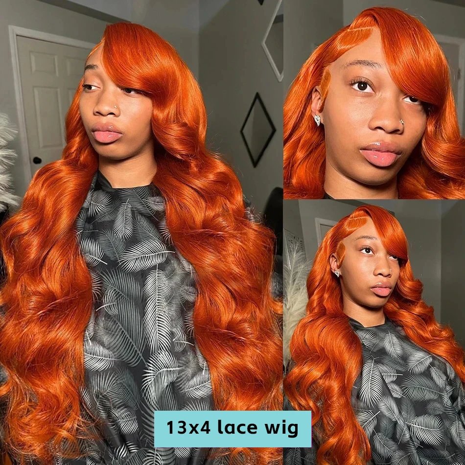 30 38 Inch Body Wave Ginger Orange 13x6 HD Lace Front Wigs 250 Density Colored Preplucked Wig 13x4 Lace Frontal Wigs For Women 30 38 Inch Body Wave Ginger Orange 13x6 HD Lace Front Wigs 250 Density Colored Preplucked Wig 13x4 Lace Frontal Wigs For Women
