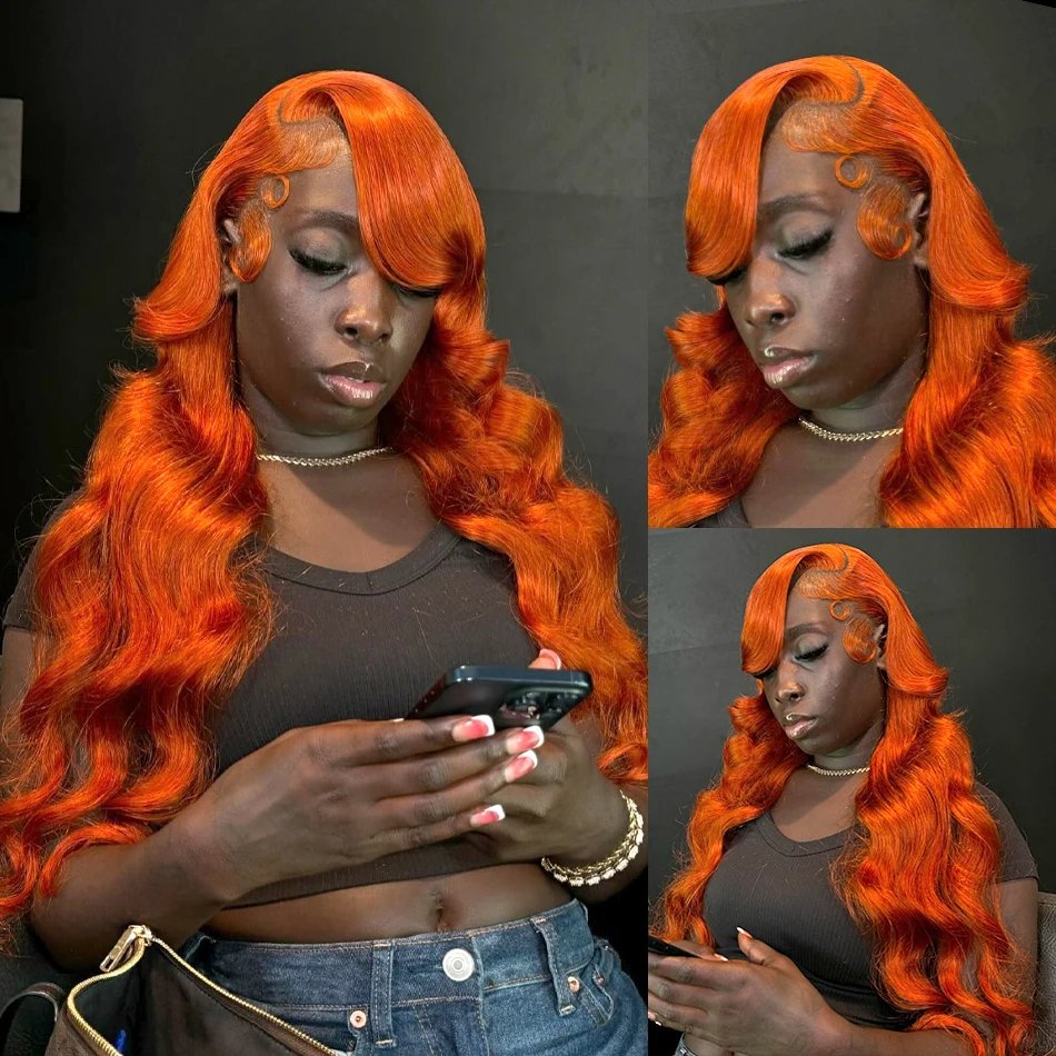 30 38 Inch Body Wave Ginger Orange 13x6 HD Lace Front Wigs 250 Density Colored Preplucked Wig 13x4 Lace Frontal Wigs For Women 30 38 Inch Body Wave Ginger Orange 13x6 HD Lace Front Wigs 250 Density Colored Preplucked Wig 13x4 Lace Frontal Wigs For Women