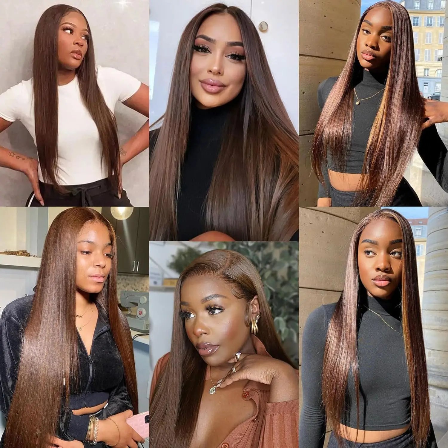 13x4 Chocolate Brown Straight Lace Front Wigs Human Hair 13x6 Transparent HD Lace Frontal Wig Pre Plucked Brown Bleached Wigs