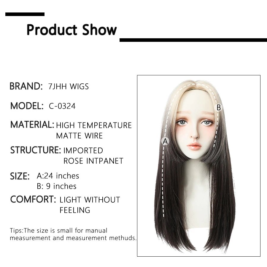 7JHHWIGS Long Straight Synthetic Light Brown Wigs With Bang For Women Heat-Resistant Daily Use Hair Hot Sell Wholesale Wigs