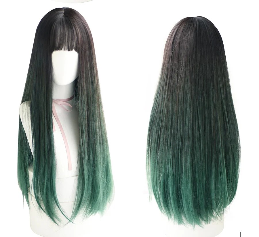 7JHHWIGS Long Straight Synthetic Light Brown Wigs With Bang For Women Heat-Resistant Daily Use Hair Hot Sell Wholesale Wigs