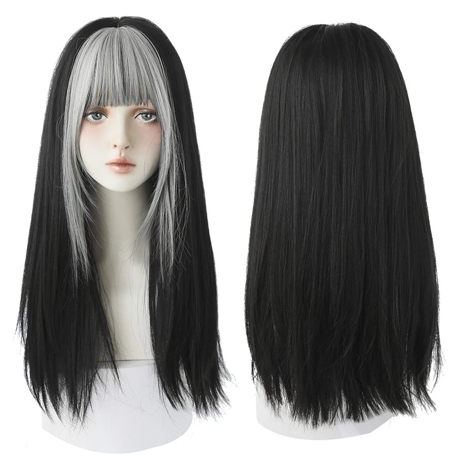 7JHHWIGS Long Straight Synthetic Light Brown Wigs With Bang For Women Heat-Resistant Daily Use Hair Hot Sell Wholesale Wigs
