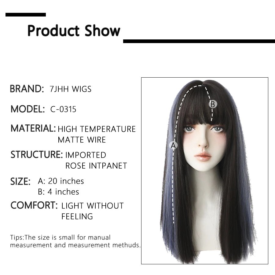 7JHHWIGS Long Straight Synthetic Light Brown Wigs With Bang For Women Heat-Resistant Daily Use Hair Hot Sell Wholesale Wigs