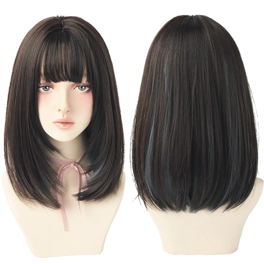 7JHHWIGS Long Straight Synthetic Light Brown Wigs With Bang For Women Heat-Resistant Daily Use Hair Hot Sell Wholesale Wigs
