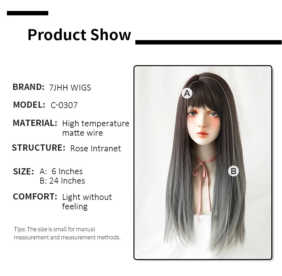 7JHHWIGS Long Straight Synthetic Light Brown Wigs With Bang For Women Heat-Resistant Daily Use Hair Hot Sell Wholesale Wigs
