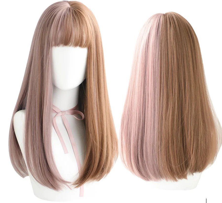 7JHHWIGS Long Straight Synthetic Light Brown Wigs With Bang For Women Heat-Resistant Daily Use Hair Hot Sell Wholesale Wigs