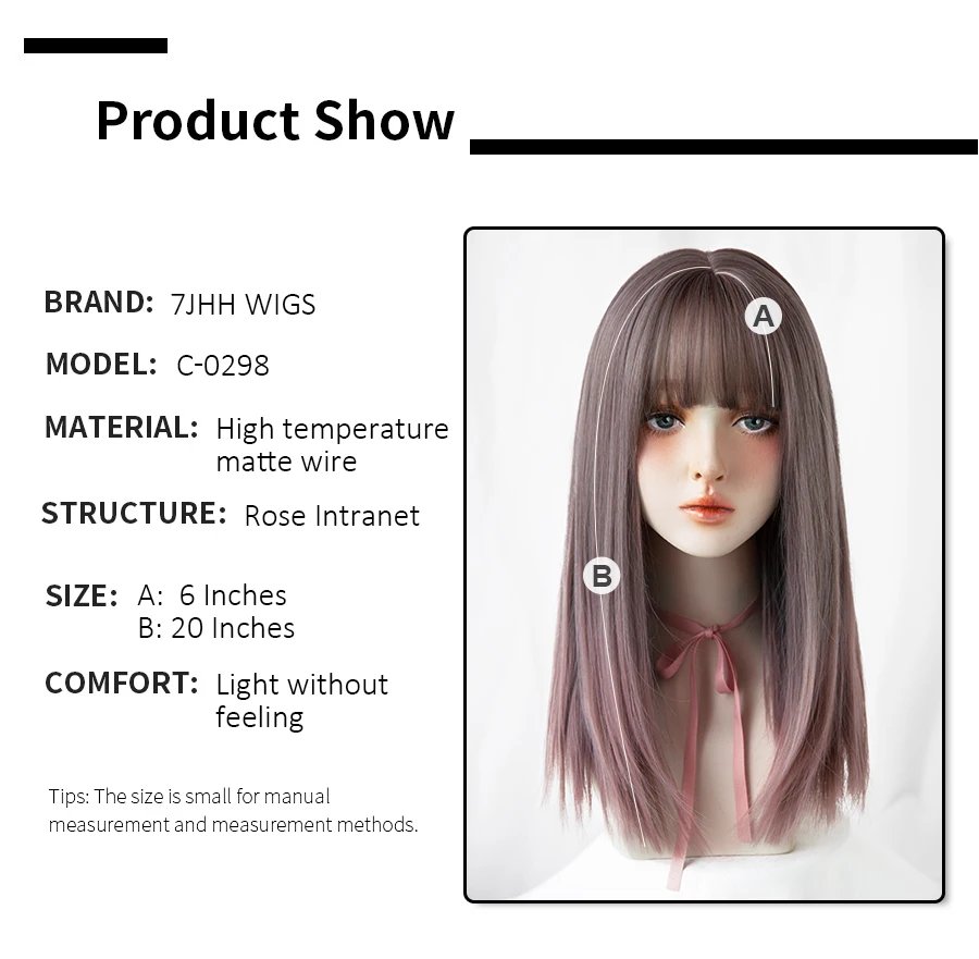 7JHHWIGS Long Straight Synthetic Light Brown Wigs With Bang For Women Heat-Resistant Daily Use Hair Hot Sell Wholesale Wigs