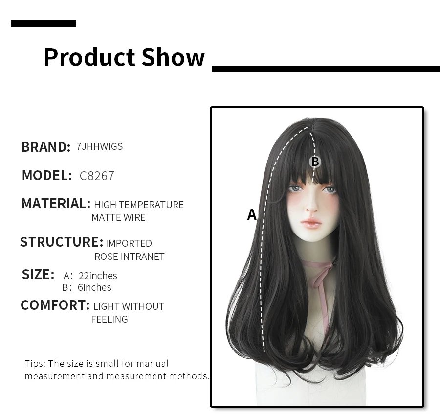 7JHHWIGS Long Straight Synthetic Light Brown Wigs With Bang For Women Heat-Resistant Daily Use Hair Hot Sell Wholesale Wigs