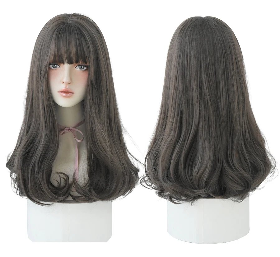 7JHHWIGS Long Straight Synthetic Light Brown Wigs With Bang For Women Heat-Resistant Daily Use Hair Hot Sell Wholesale Wigs