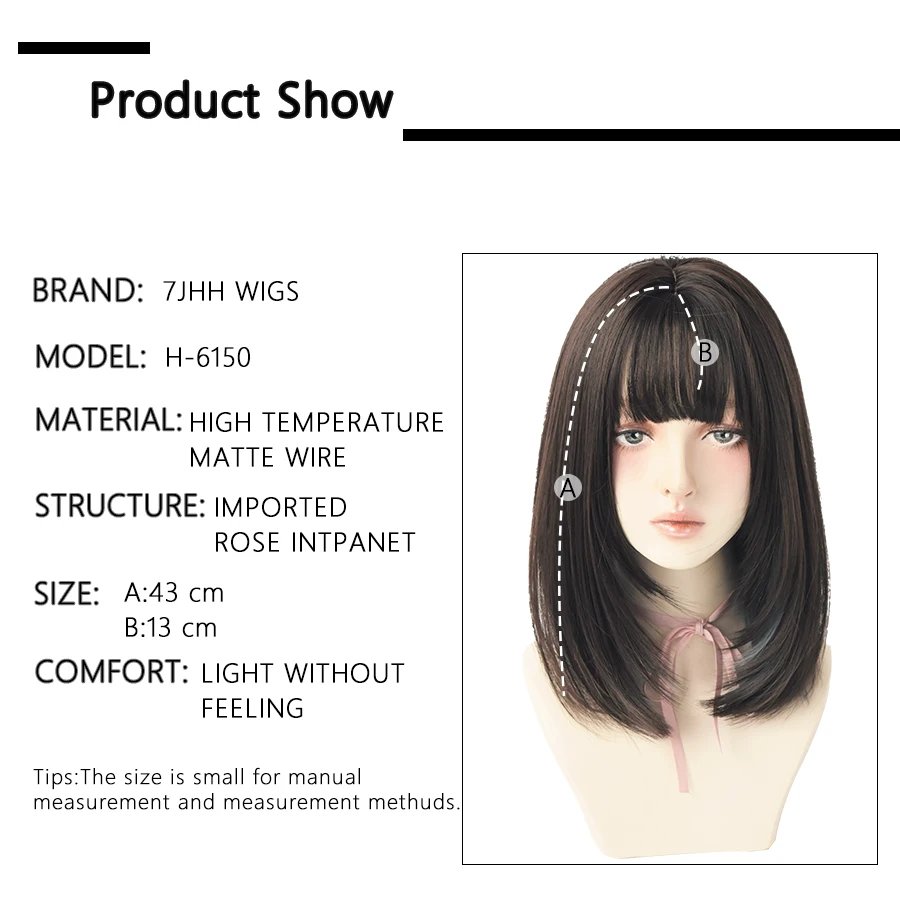 7JHHWIGS Long Straight Synthetic Light Brown Wigs With Bang For Women Heat-Resistant Daily Use Hair Hot Sell Wholesale Wigs