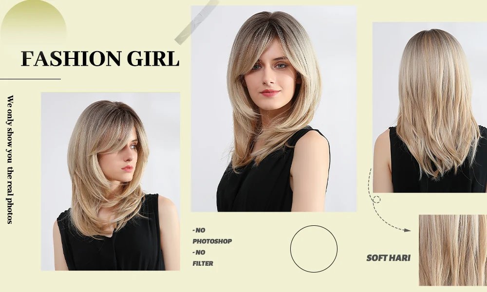 ESIN Synthetic Dark Brown Wig Long Wave Wigs for Women Hair Wig With Bangs Heat Resistant Party Daily Natural Use