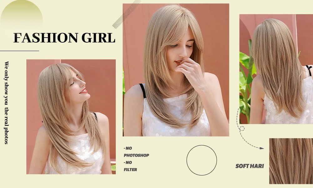 ESIN Synthetic Dark Brown Wig Long Wave Wigs for Women Hair Wig With Bangs Heat Resistant Party Daily Natural Use