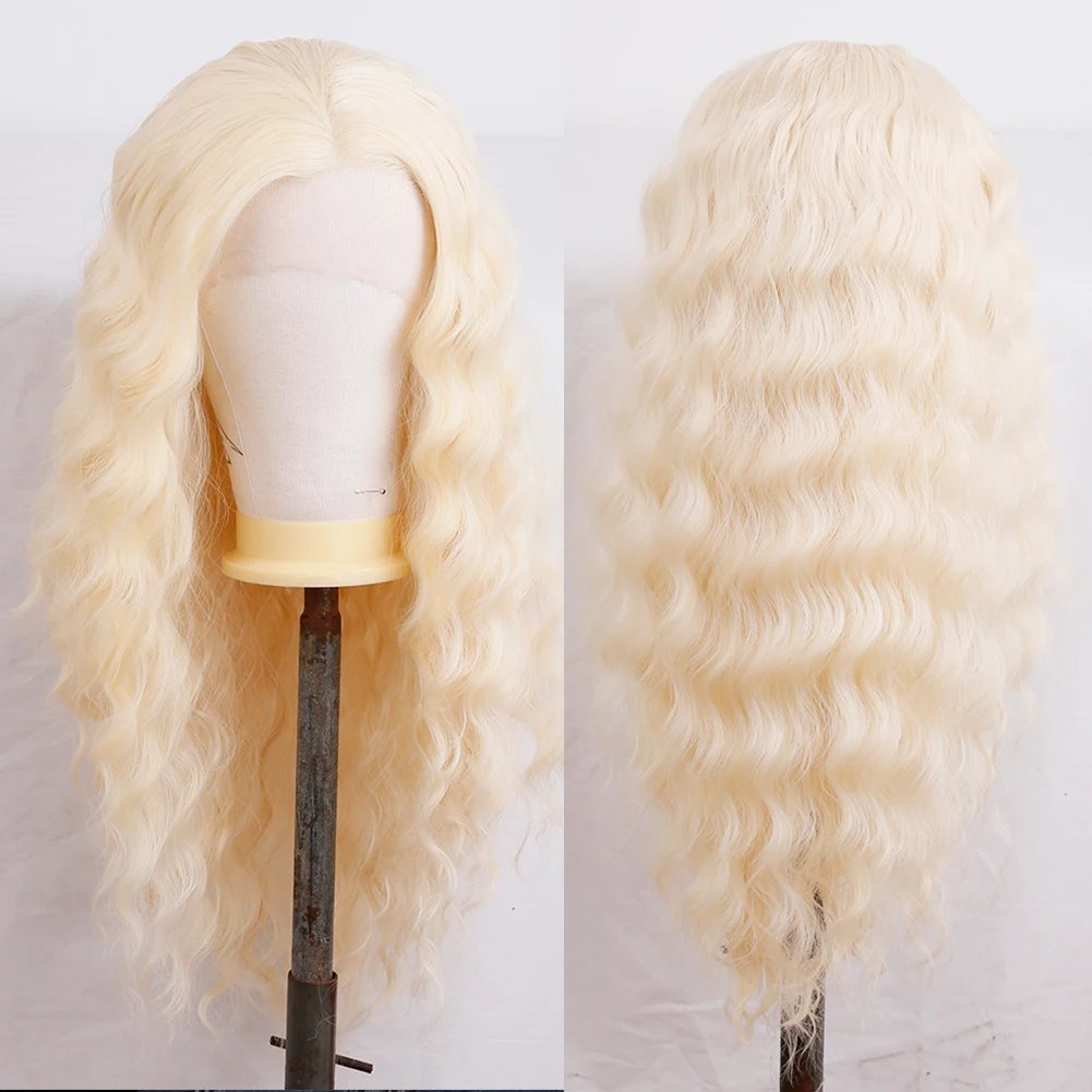 AIMEYA Synthetic Lace Front Wigs for Women Natural Hairline Synthetic Hair Lace Wig Long Brown Wig Pre Plucked Cosplay Wavy Wigs