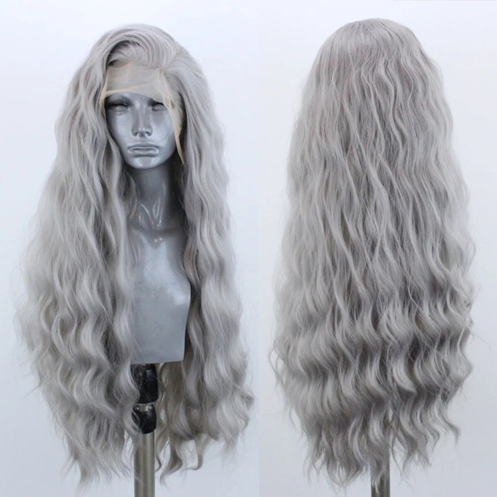 AIMEYA Synthetic Lace Front Wigs for Women Natural Hairline Synthetic Hair Lace Wig Long Brown Wig Pre Plucked Cosplay Wavy Wigs