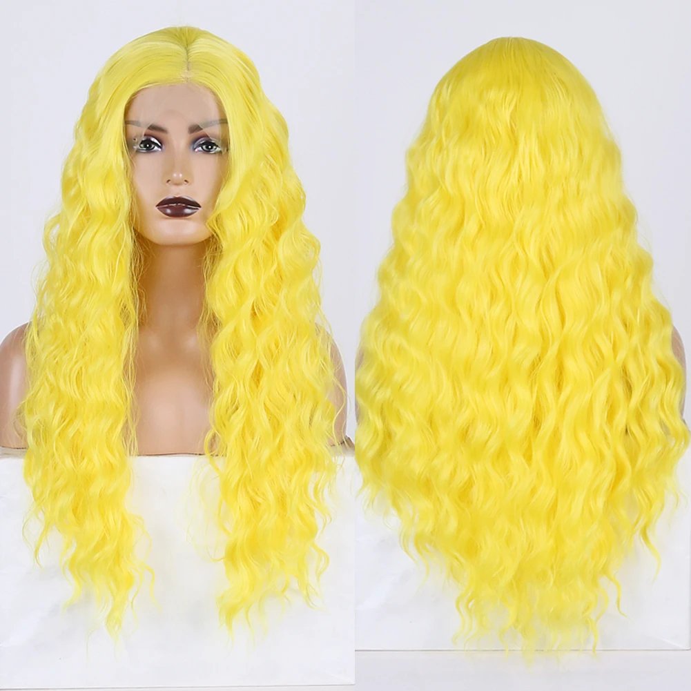 AIMEYA Synthetic Lace Front Wigs for Women Natural Hairline Synthetic Hair Lace Wig Long Brown Wig Pre Plucked Cosplay Wavy Wigs