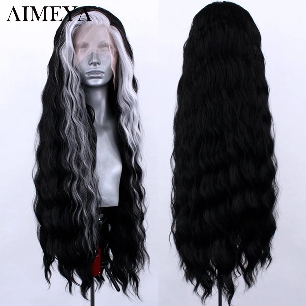 AIMEYA Synthetic Lace Front Wigs for Women Natural Hairline Synthetic Hair Lace Wig Long Brown Wig Pre Plucked Cosplay Wavy Wigs