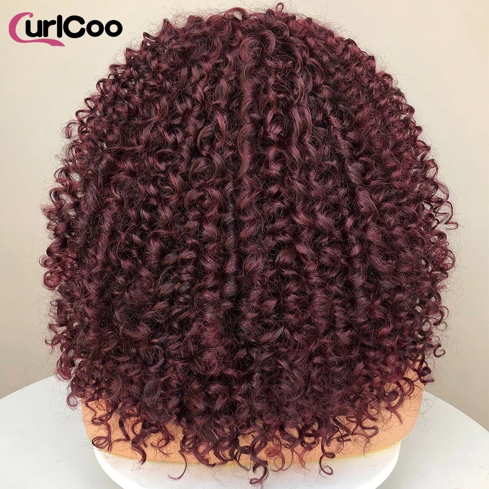 CurlyCoo Synthetic Curly Lace Front Wigs For Black Women Short Kinky Curly Bob Wig Ombre Natural Water Wave Cosplay Wig CurlyCoo Synthetic Curly Lace Front Wigs For Black Women Short Kinky Curly Bob Wig Ombre Natural Water Wave Cosplay Wig